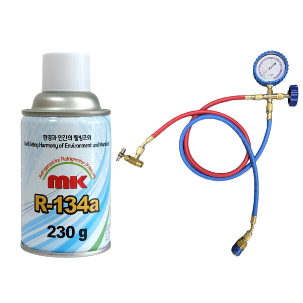 KC인증 자동차 에어컨 냉매 가스 보충 R134a mk냉매 1캔 충전도구 세트