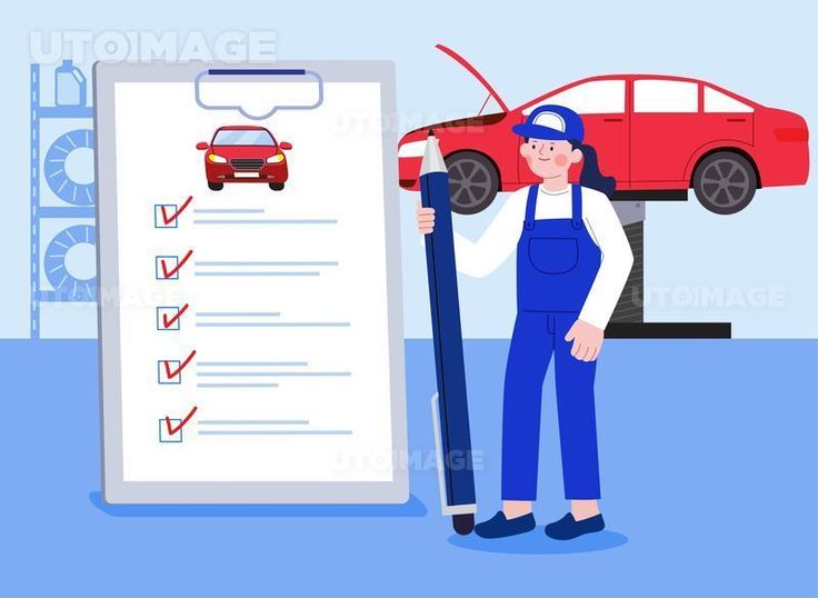 유토이미지 | 자동차 정비 체크리스트 벡터 일러스트